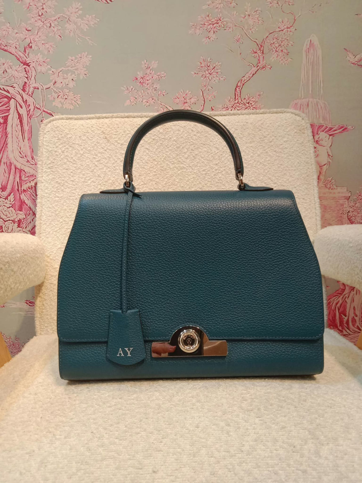 Moynat Rejane Blue Leather Bag