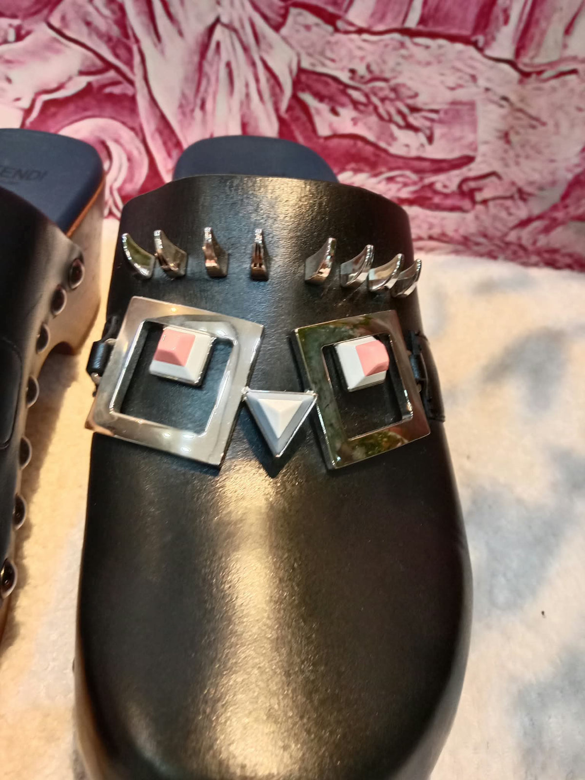 Fendi Spiked Monster Clogs Black SHW Size 36