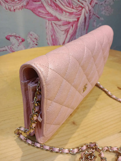Chanel Classic Wallet on Chain Pink Iridescent Caviar Series 27
