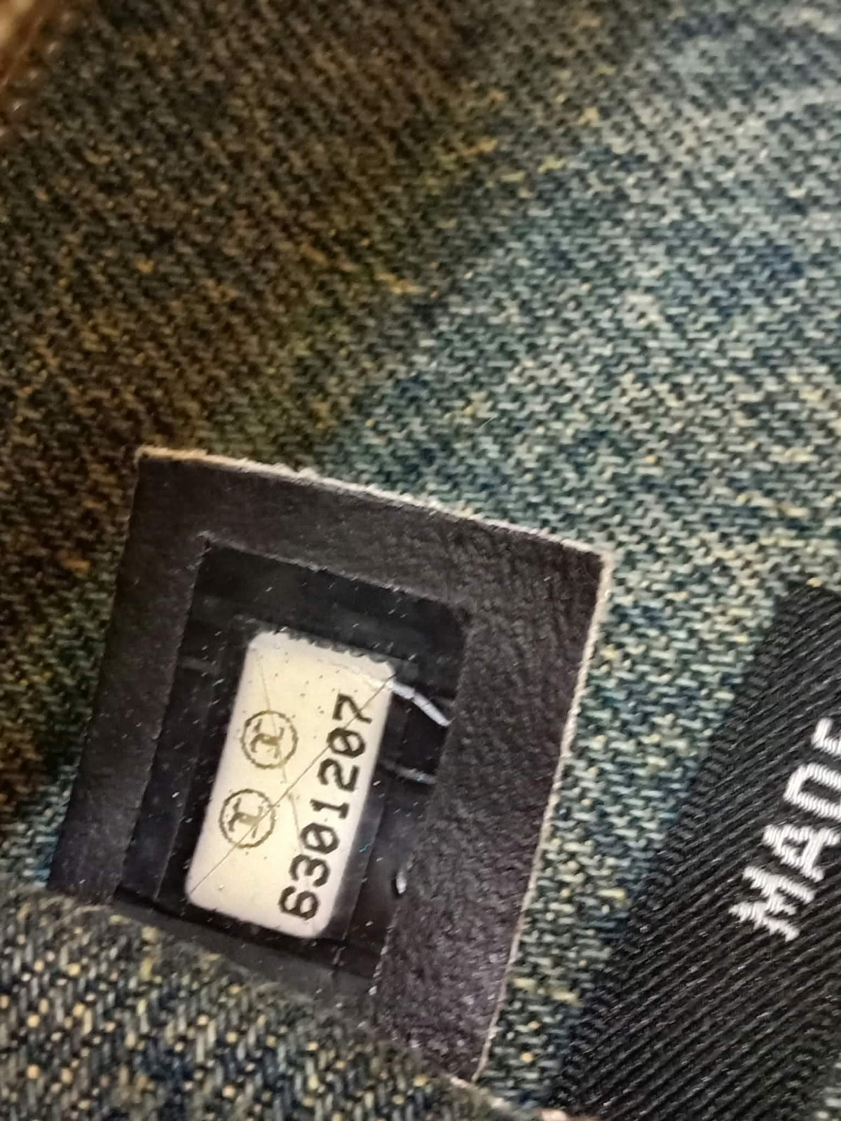 Chanel Vintage Denim and Leather Chocolate Bar Blue Green Denim Series 6