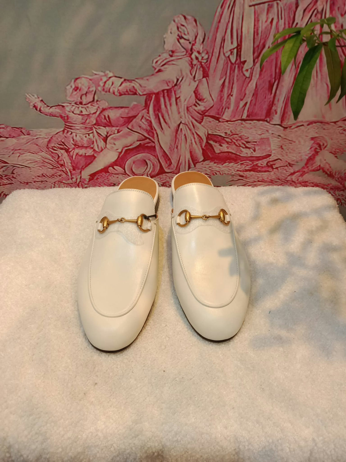 Gucci Princetown Horsebit Mules White Size 38