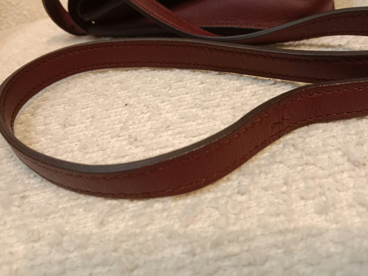 Hermes Halzan 22 Burgundy Clemence Stamp A 2017