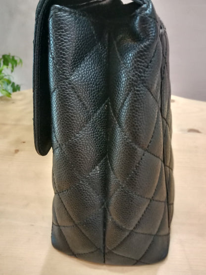 Chanel Vintage Caviar Kelly Flap Tophandle Black Series 7