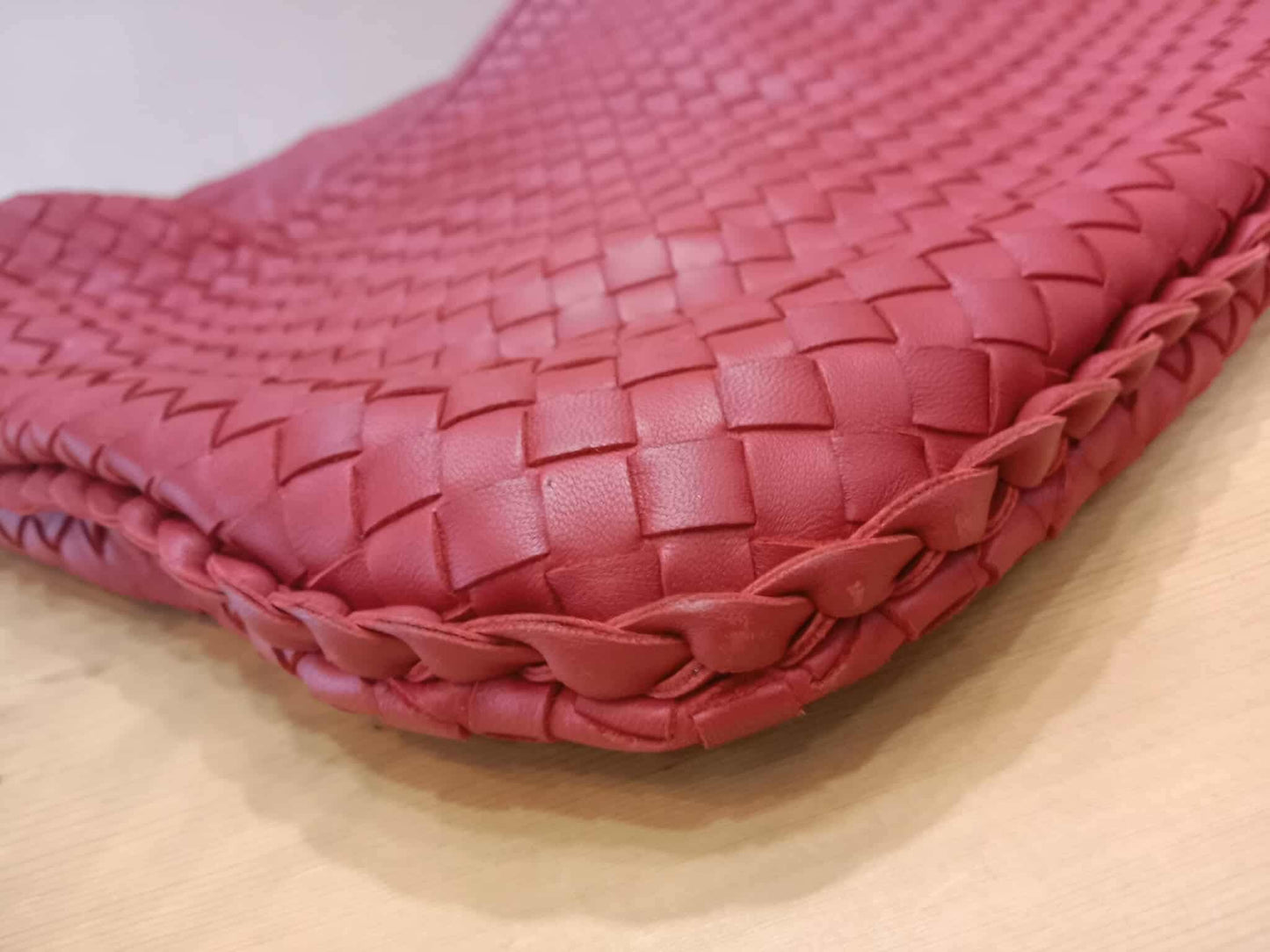 Bottega Veneta Intrecciato Hobo Bag Red