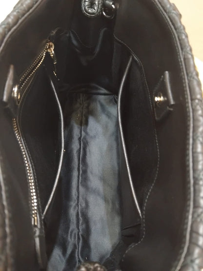 Miu Miu Nappa Matelasse Swarovski Crystal Tote Bag Black