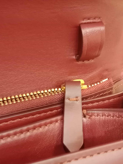 Celine Medium Classic Box Bag In Burgundy Calfskin Leather