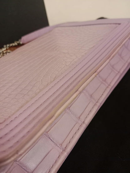 Chanel Boy Flap Wallet on Chain Crocodile Lavender Series 20