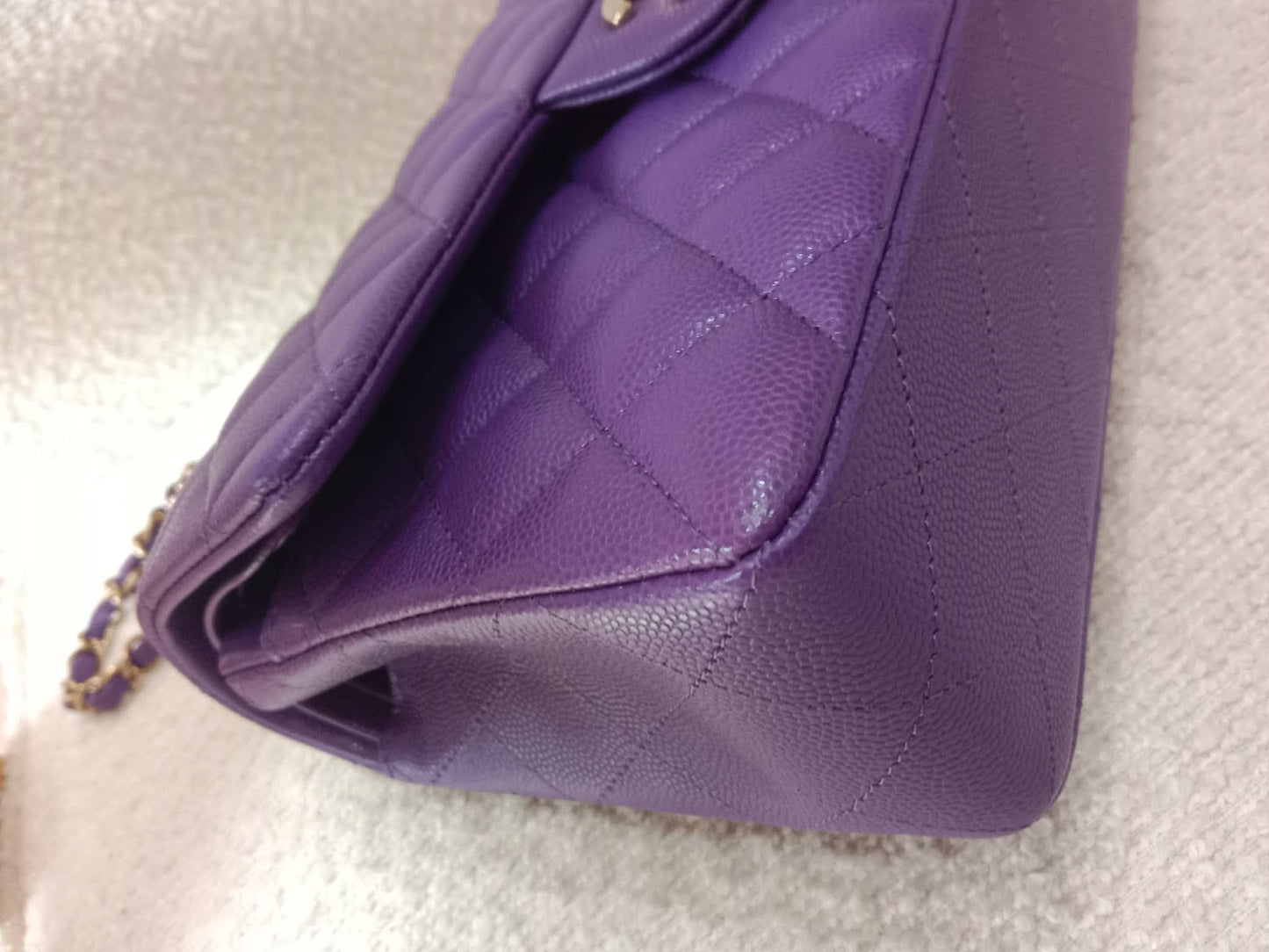 Chanel Metiers D'Art 2022 Timeless Classic Quilted Double Flap Small Caviar Microchipped Purple