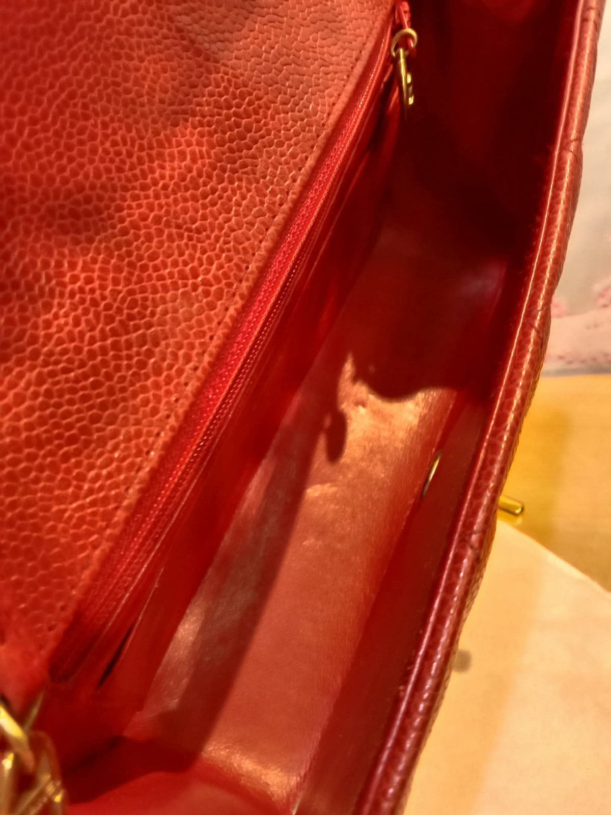 Chanel Diana Quilted Caviar Leather Red Series 2