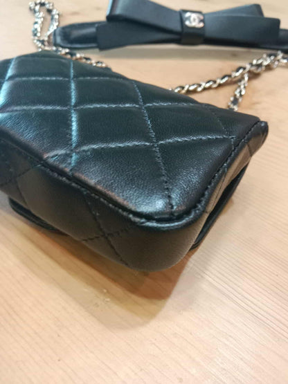 Chanel Bow Chain Belt Bag Black Lambskin Series 31