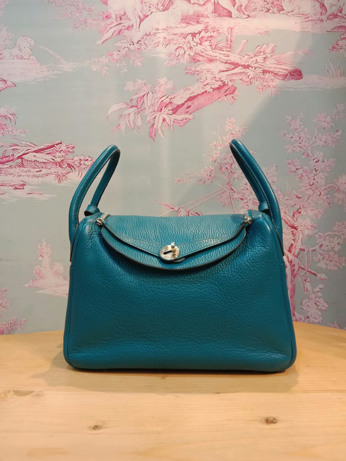 Hermes Lindy 30 Clemence Bleu Izmir Stamp R 2014