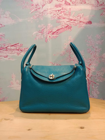 Hermes Lindy 30 Clemence Bleu Izmir Stamp R 2014