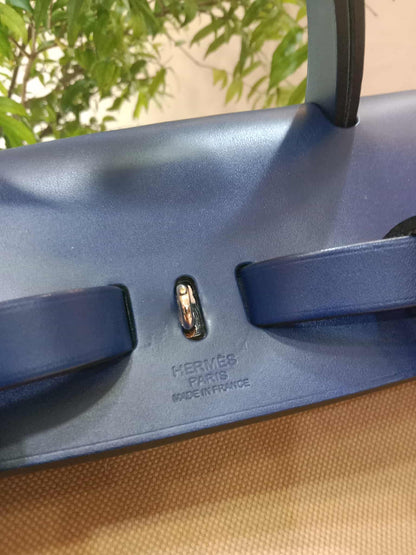 Hermes Herbag Ado Zip Backpack Canvas Bicolor Tan/Blue Stamp U 2022