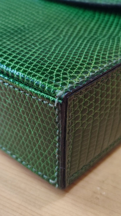 Hermes Lizard Green Vintage Bag Stamp O Circle 1985
