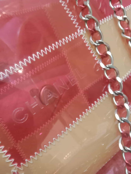 Chanel PVC Patchwork Stitched Flap Bag Beige/Pink Series 5