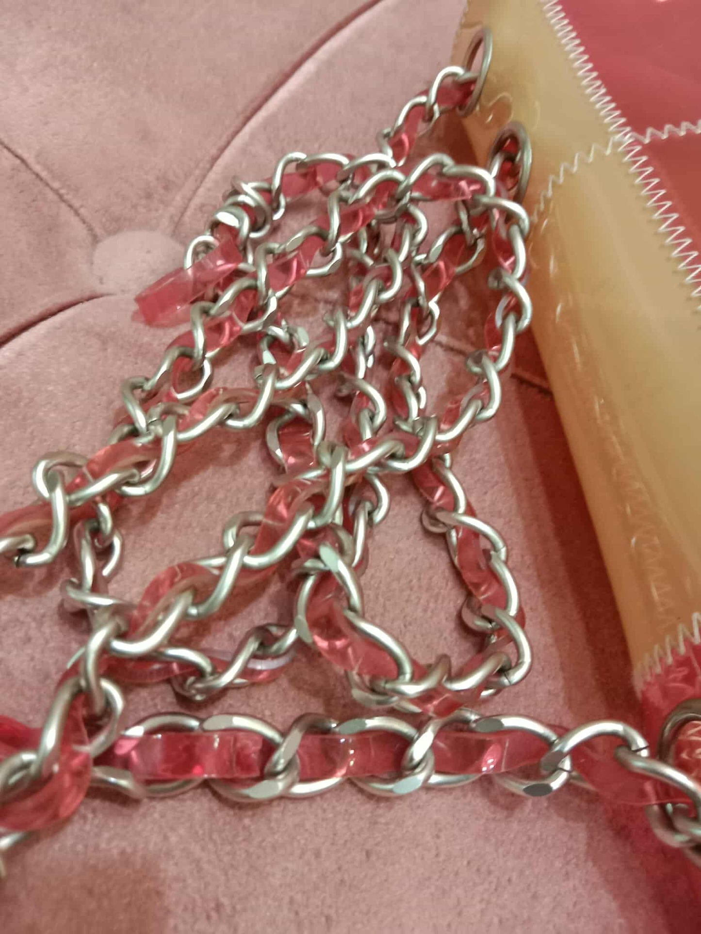 Chanel PVC Patchwork Stitched Flap Bag Beige/Pink Series 5