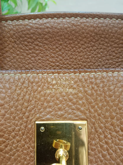 Hermes Birkin 30 Gold on Gold Clemence Stamp E Square 2001