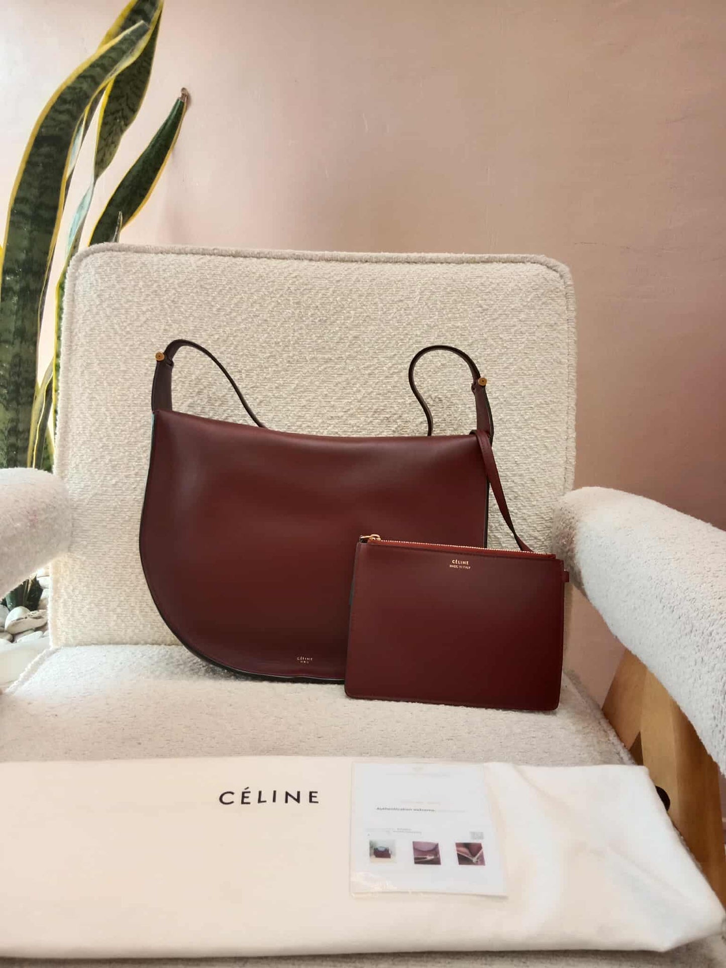 Celine Pameloto Hobo Bag Burgundy