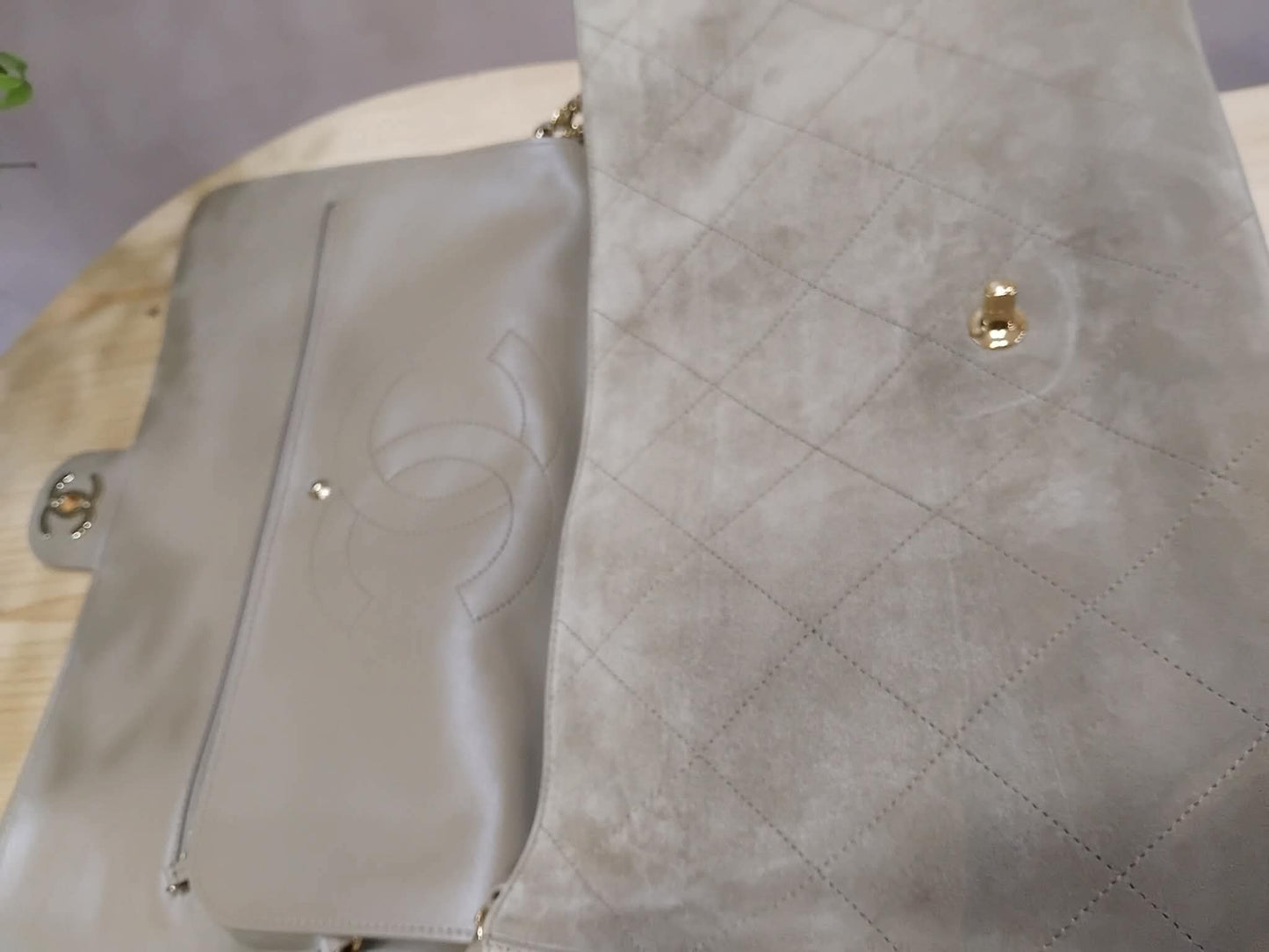Chanel XXL Flap in Dark Beige Suede Microchipped