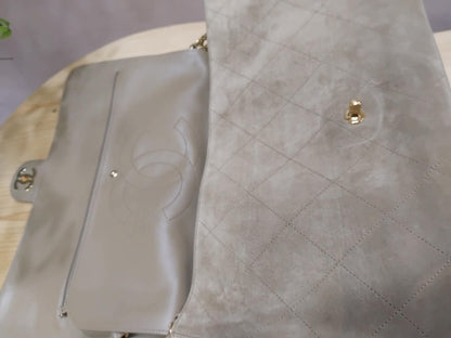 Chanel XXL Flap in Dark Beige Suede Microchipped