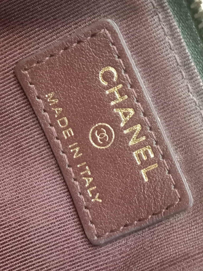 Chanel Black Quilted Caviar Leather Zip Pouch Series 25