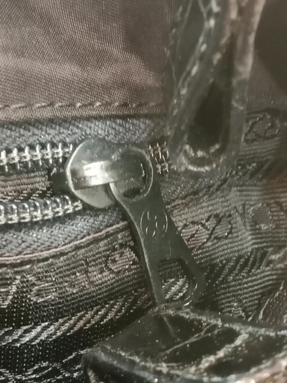 Prada Vintage Tessuto Tote Nylon/Crocodile Embossed Leather Bag