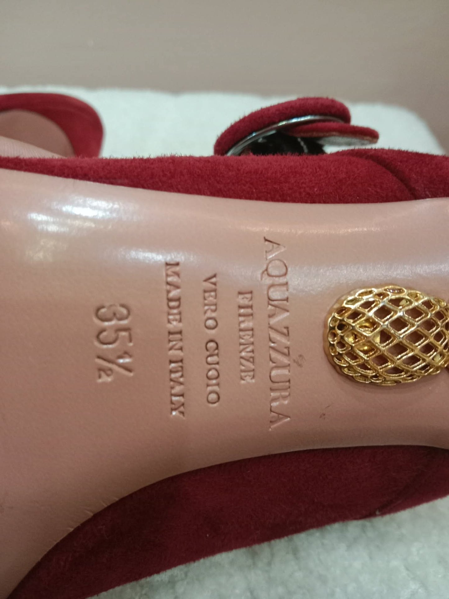 Aquazzura Blossom Suede Pointed Toe Mules Red Size 35.5
