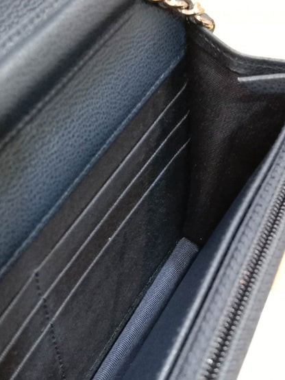 Chanel CC Box Wallet On Chain Caviar Navy Blue Series 27