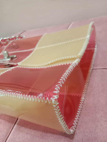 Chanel PVC Patchwork Stitched Flap Bag Beige/Pink Series 5