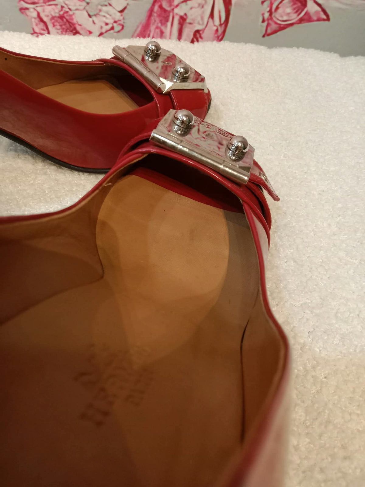 Hermes Heels Sandals Red Patent Size 38