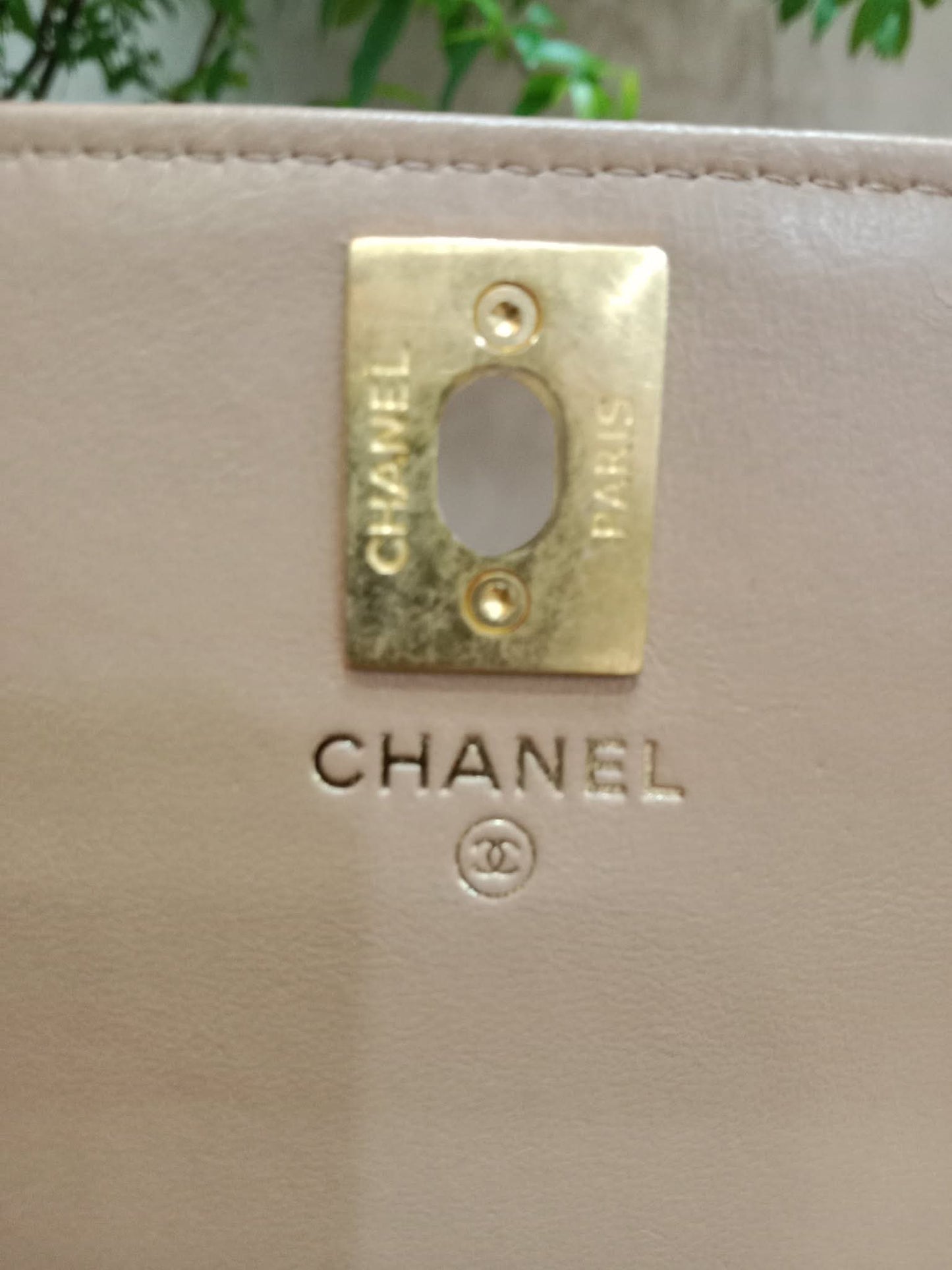 Chanel Quilted Wallet On Chain Lambskin Beige Microchipped
