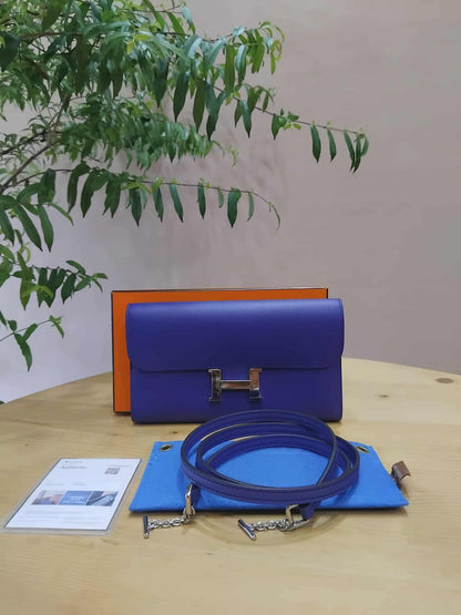 Hermes Constance Long Wallet Epsom Bleu Royal Stamp R 2014