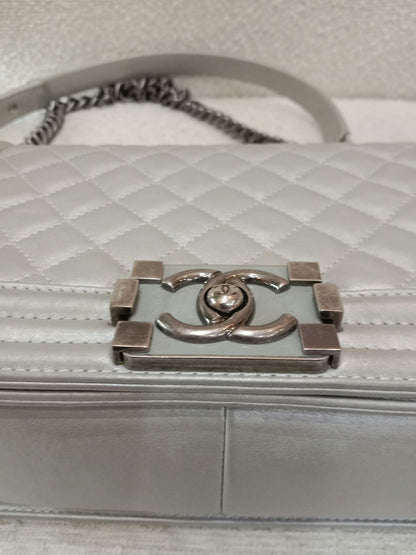 Chanel Le Boy Lambskin Old Medium Gray Series 20