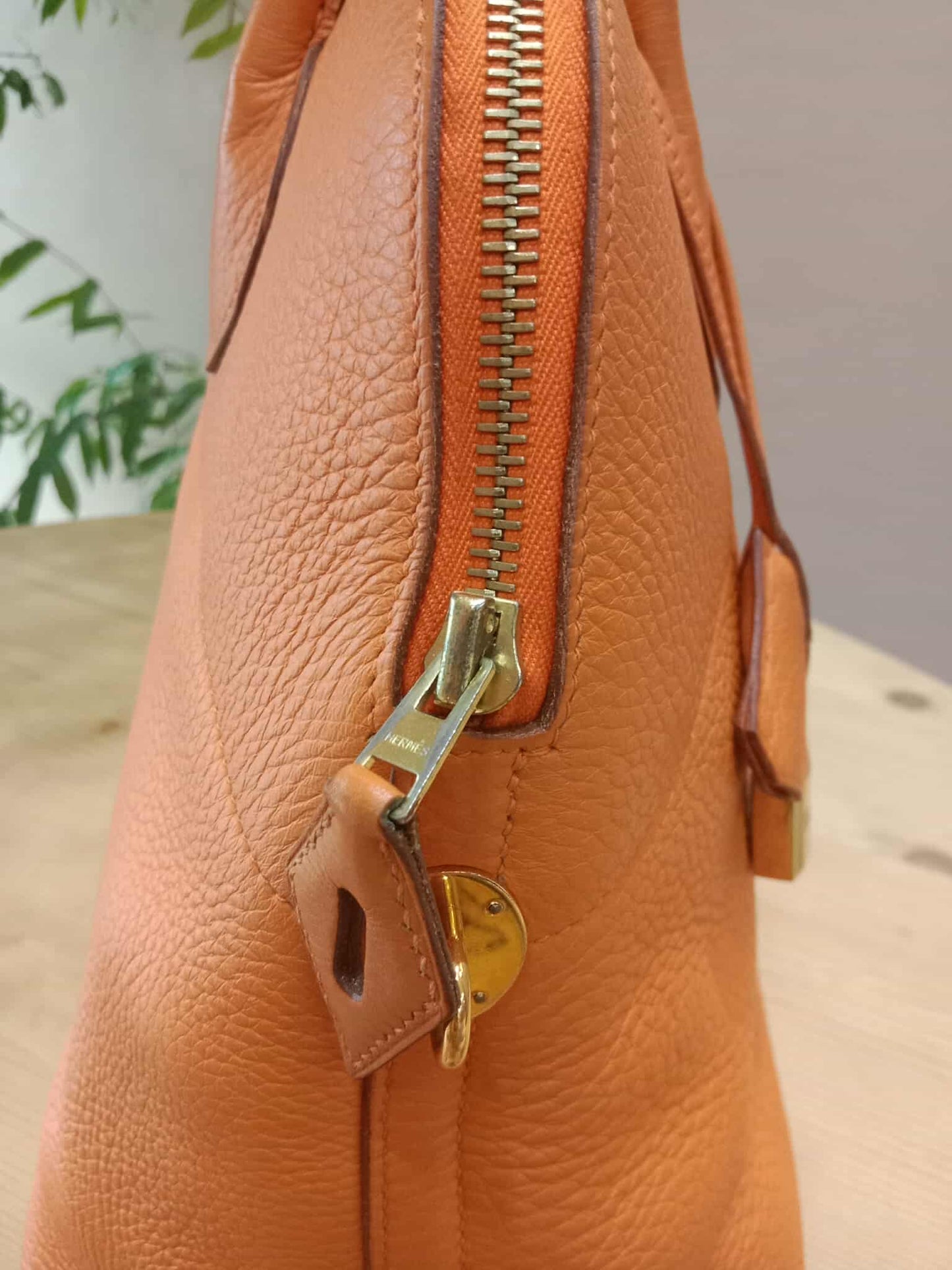 Hermes Bolide 35 Poppy Orange Clemence Stamp F Square (2002)