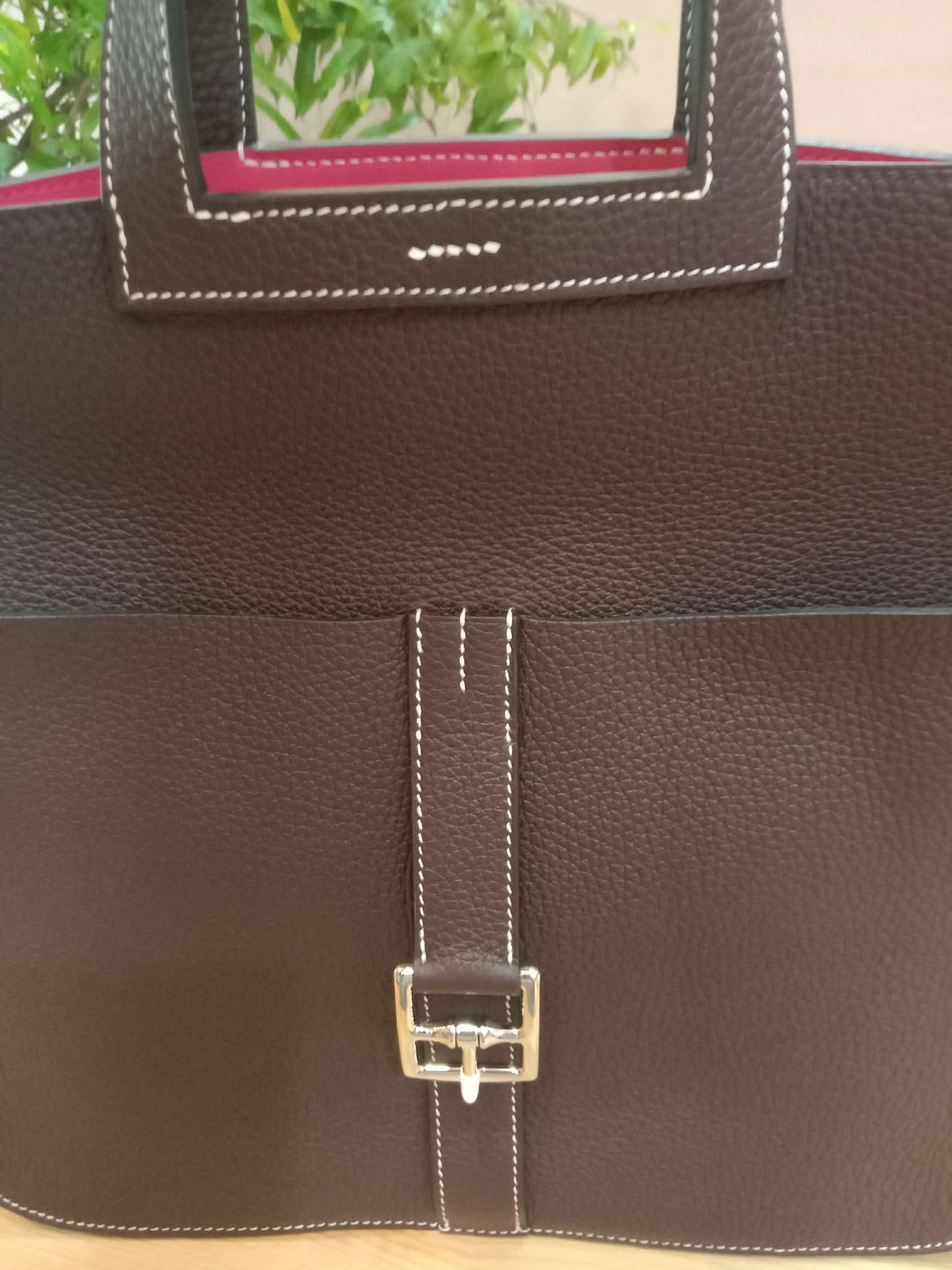 Hermes Halzan 31 Clemence Bicolor Rouge/Pink Stamp B 2023