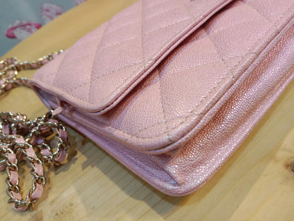 Chanel Classic Wallet on Chain Pink Iridescent Caviar Series 27