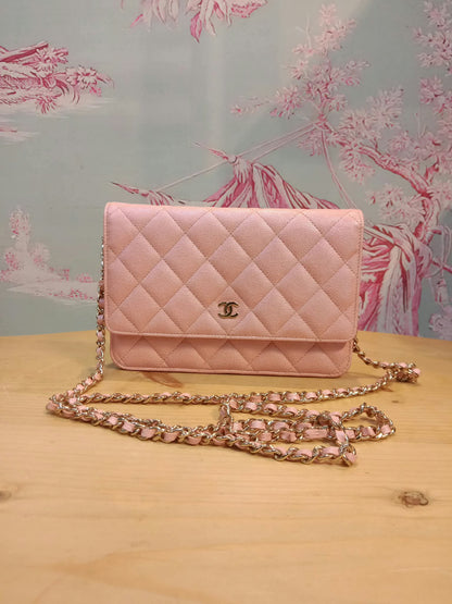 Chanel Classic Wallet on Chain Pink Iridescent Caviar Series 27
