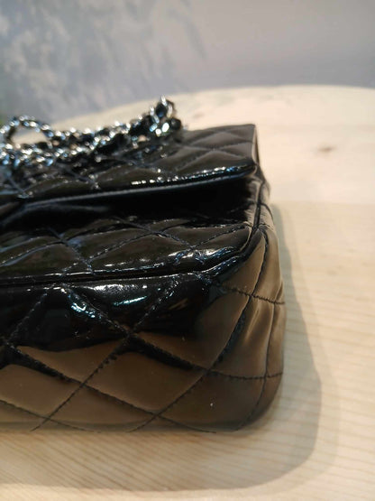 Chanel Classic Quilted Patent Double Flap Bag Black Medium Series 20