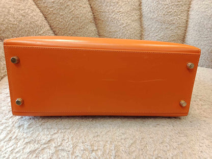 Hermes Kelly 28 Boxcalf Poppy Orange Stamp F Square