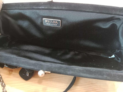 Prada Black Satin Raso Chic Kisslock Eastwest Bag