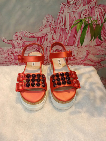 Miu Miu Platform Sandals Orange Size 36.5