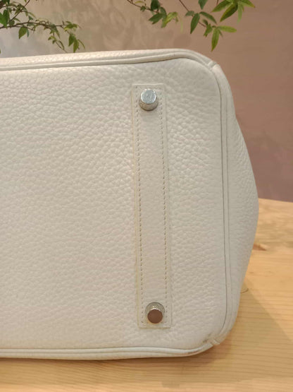 Hermes Birkin 35 White Clemence Stamp N Square 2010