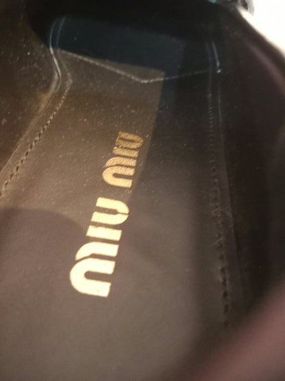 Miu Miu Brushed Penny Loafers Leather Black Size 35