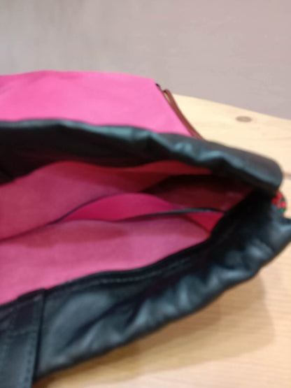 Gucci Printed Drawstring Backpack Grained Leather Pink/Black
