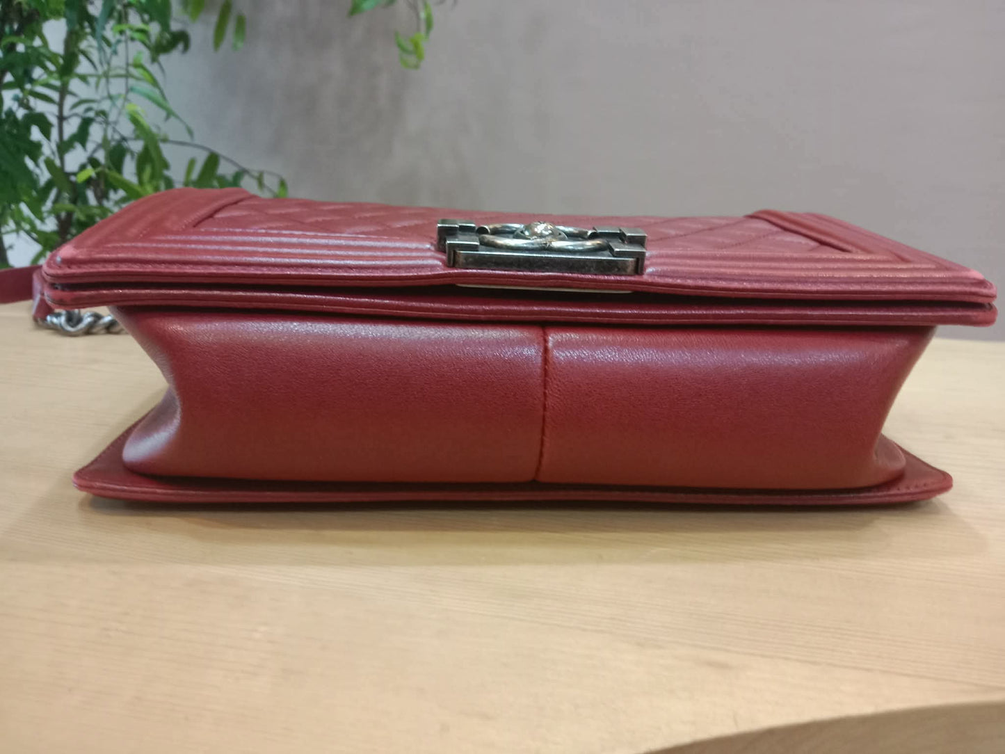 Chanel Le Boy Bag Red Lambskin Medium Series 18