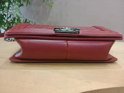 Chanel Le Boy Bag Red Lambskin Medium Series 18