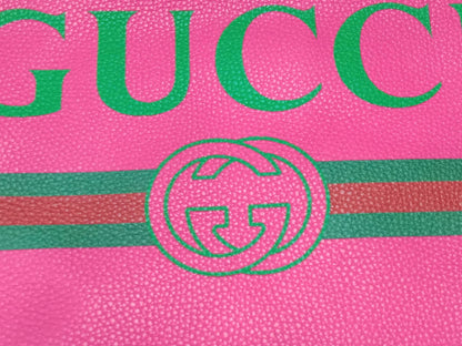 Gucci Printed Drawstring Backpack Grained Leather Pink/Black