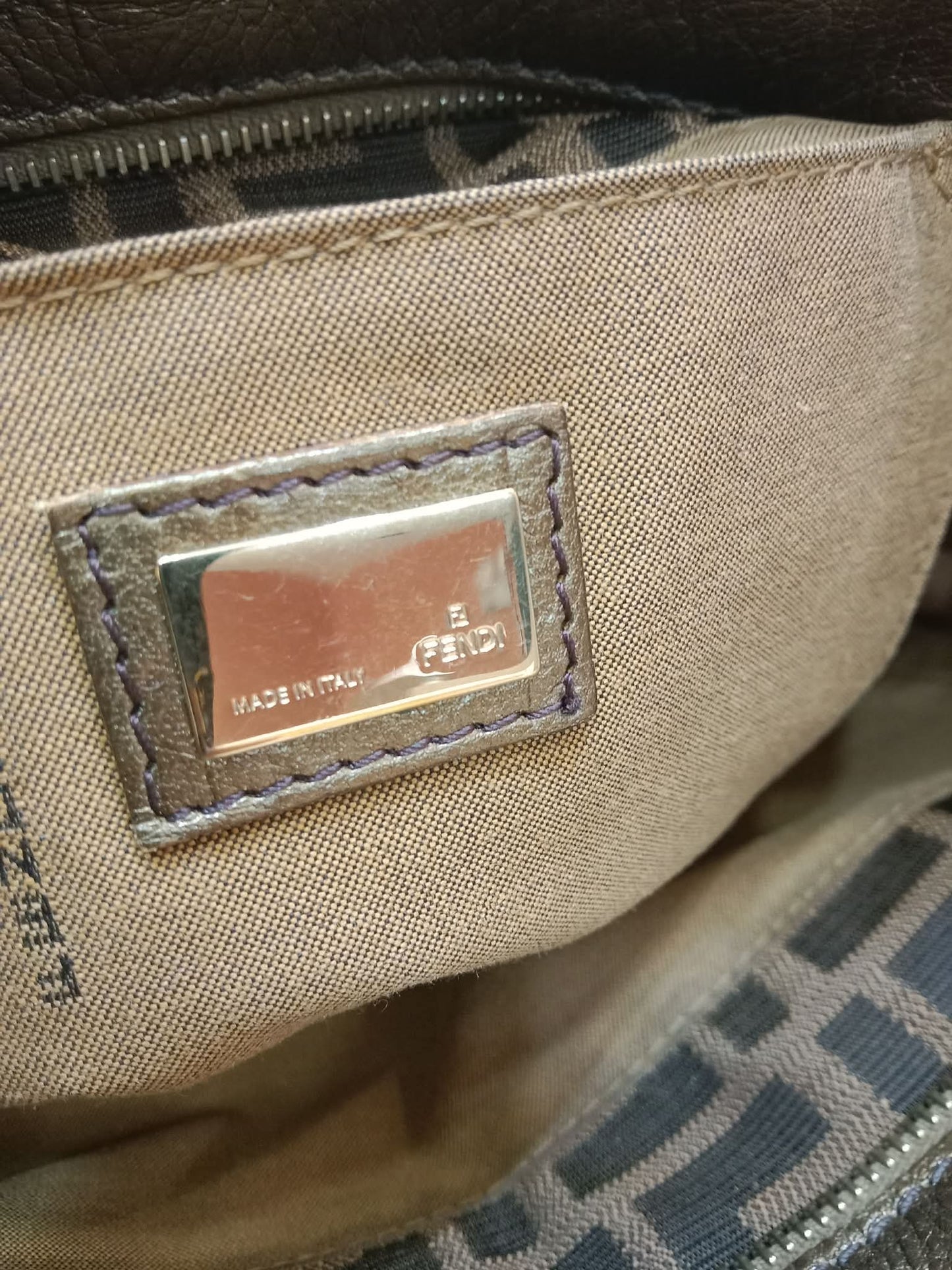 Fendi Zucca Canvas Trim Chef Shopper Tote Bag Brown
