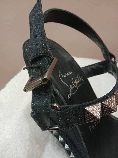 Christian Louboutin Pyraclou Wedge Black Pyramid Studs Size 36