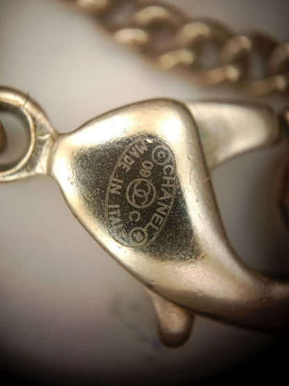 Chanel Crystal CC Pendant Crystal Necklace Silver